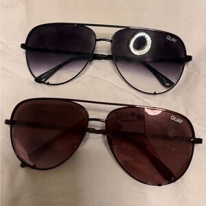 Quay Australia Black and Burgundy Aviator Sunglasses